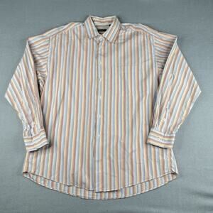 Burberry London Shirt XL Colorful Striped Button Up Long Sleeve Made In USA Mens